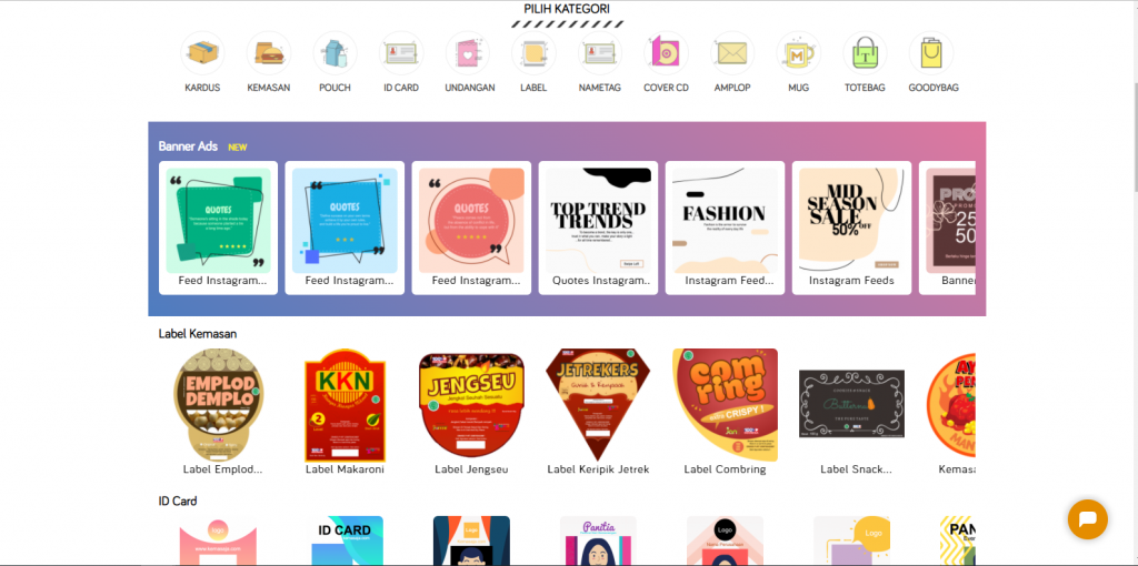 Halaman utama kemasaja.com untuk download desain